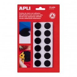 APLI Kids Klettpunkte selbstklebend rund schwarz 19 mm - 12 Stück