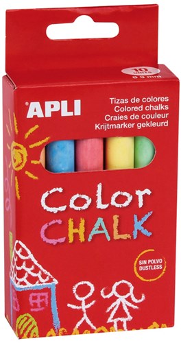 APLI Kids Kreide Set - Tafelkreide - 10 Farben - staubfrei