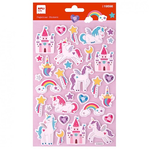 APLI Kids Sticker Einhorn 32 Stück - Bastelsticker Unicorn