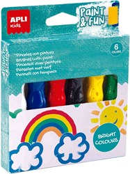 APLI Kids Farbtuben mit Pinsel - Plakatfarbe Set 6 Farben - Kinderfarbe