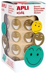 APLI Kids Sticker Gold Smiley - 900 Stück auf Rolle Dekoration