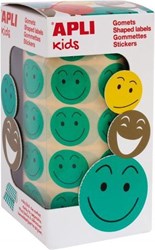 APLI Kids Sticker Smiley grün - 900 selbstklebende Sticker auf Rolle