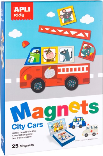 APLI Kids APLI - Magnetkarte Fahrzeuge (Tafel 28x18cm, 25 Magnete)