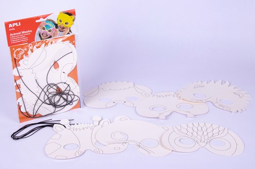 APLI Kids Masken Tiere Bastelset Karton 6 Stück zum Ausmalen-2