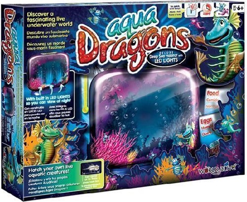 Aqua Dragons 4003 Unterwasserwelt, Deluxe-Tiefsee-Aquarium mit LED-Leuchten, in Box-Kit-Verpackung Brüte Deine eigenen LEBENDEN Wassertiere aus und züchte sie auf, Mehrfarbig