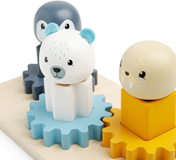 BigJigs Lernspielzeug Arctic Tiere Zahnradbrett FSC Holz