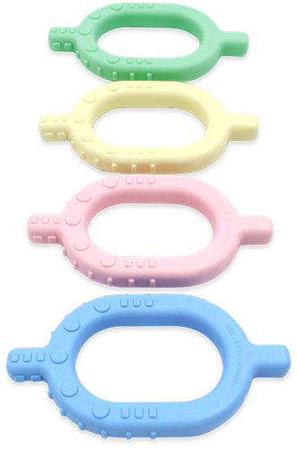 ARK Therapeutic Baby Beißspielzeug Grabber hellblau weich Kunststoff Kauwtool voor baby's met een gladde en getextureerde kant, vanaf 5 maanden onder toezicht.-2