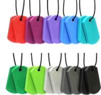 Ark Therapeutics Kaufschmuck Kaukette Forest Green XXT - sensorisches Spielzeug Dunne, discrete kauwketting met twee hangers in dog-tag-stijl, voor kinderen en volwassenen.-2