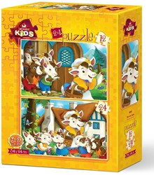 Art Puzzle 2 Puzzles - Cute Goats - 12 Teile