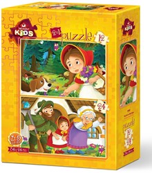 Art Puzzle 2 Puzzles - Red Riding Hood Girl - 12 Teile