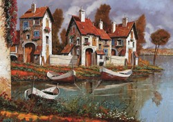 Art Puzzle Häuser in Cerchio, Italien - 1000 Teile
