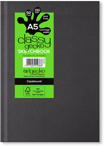 Artgecko Skizzenbuch A5 Hochformat 150gr 46 Blatt weiß nachhaltig