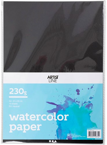 ArtistLine Artistline Aquarellpapier A4 300gr 10 Blatt Schwarz