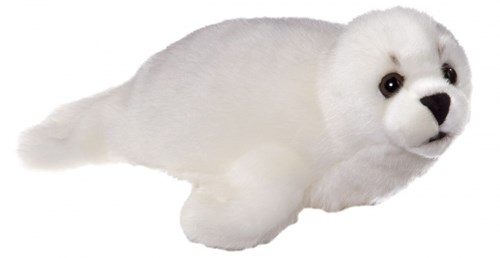 Heunec Plüsch Babyrobbe Kuscheltier 28cm weiß Spielzeug