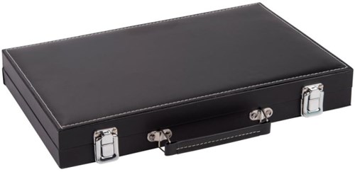 Backgammon Reisespiel Koffer schwarz strategisches Brettspiel tragbar-3