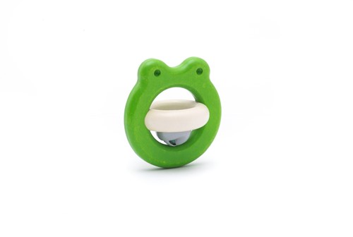 Rassel Holzrassel Greifling Glockenrassel - Frosch grün