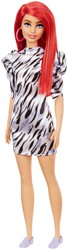 Barbie Modepuppe Fashionista schwarz weiß Kleid - Puppe mit Zubehör