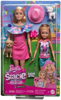 Mattel Barbie Puppen Sommerabenteuer Set mit Stacie und Hunden