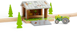 BigJigs Holzspielzeug Bauernhof - Eisenbahn Zubehör - bunt und robust
