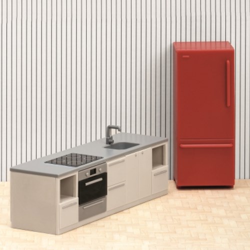 Lundby Puppenhaus Küchenset - Spielzeugküche braun/grau-2