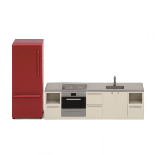 Lundby Puppenhaus Küchenset - Spielzeugküche braun/grau
