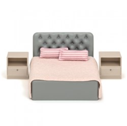 Lundby Puppenhaus - Schlafzimmer Set grau rosa Spielzeugmöbel
