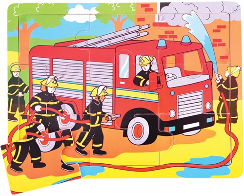 Bigjigs Holzpuzzle Feuerwehr - 9-teilig