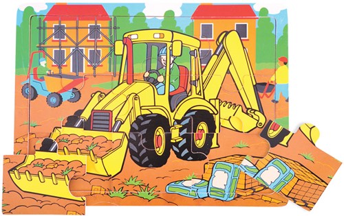 Bigjigs Holzpuzzle Bagger - 9-teilig