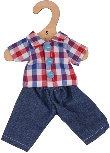 Bigjigs Kariertes Hemd und Jeans (für 28cm Puppe)