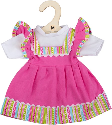 Bigjigs Pinkes Kleid mit gestreifter Borte Medium