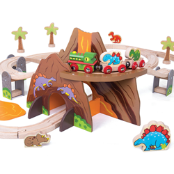 BigJigs Holz Dinosaurier Eisenbahnset - 49-teiliges Spielzeug