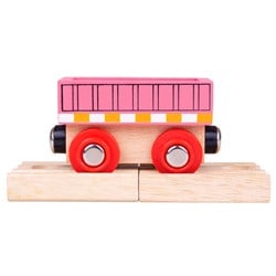 BigJigs Holz Wagon rosa Spielzeugzug kompatibel Schienen