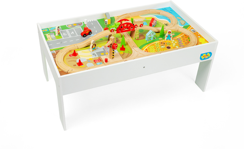 BigJigs Holz Eisenbahnset - Spiel- und Aktivitätstisch für Kinder