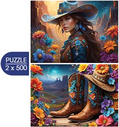Bluebird Puzzle Legespiel Far West Cowgirl und Boots 2x500 Teile