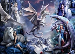 Bluebird Puzzle Anne Stokes - Silver Dragon Collage - 1500 Teile