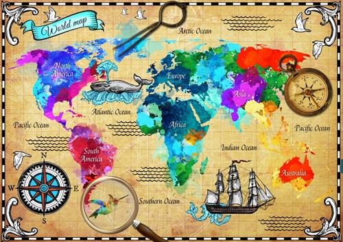 Bluebird Puzzle bunte Weltkarte Puzzle - 2000 Teile