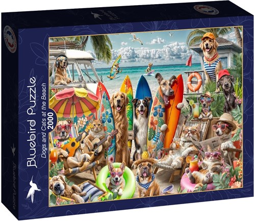 Bluebird Puzzle Hunde und Katzen Strandpuzzle - 2000 Teile-2