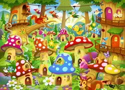 Bluebird Puzzle Puzzle Gnomes in Mushroom Homes - 104 Teile