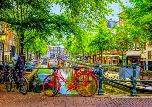 Bluebird Puzzle The Red Bike in Amsterdam - 1000 Teile