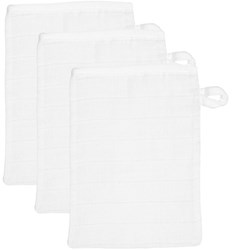 Tryco Baby Waschlappen aus Musselin Baumwolle Weiß 3er Pack 15x21 cm