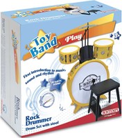 Bontempi Schlagzeug Spielzeug 4-teilig mit Hocker - Musikspaß für Kinder