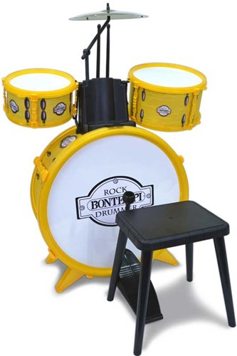Bontempi Schlagzeug Spielzeug 4-teilig mit Hocker - Musikspaß für Kinder-2