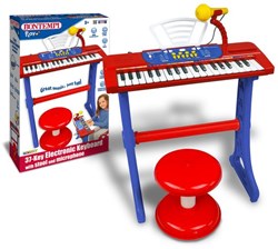 Bontempi Keyboard Spielzeug elektronisch mit Mikrofon, Beinen und Hocker