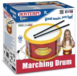 Bontempi Spielzeug Trommel rot mit Schultergurt und Drumsticks - Musikinstrument für Kinder