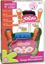 Bontempi Podium Mikrofon Spielzeugmikrofon Rosa mit AUX und Lichteffekten