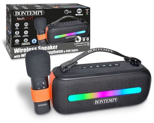 Bontempi kabelloser Lautsprecher Spielzeug mit Mikrofon und RGB Beleuchtung