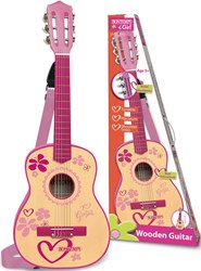 Bontempi Holz Kinder Gitarre rosa 75 cm mit Schultergurt Musikspielzeug