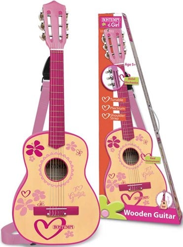 BONTEMPI WOODEN GUITAR 75 CM I GIRL WITH SHOULDER STRAP