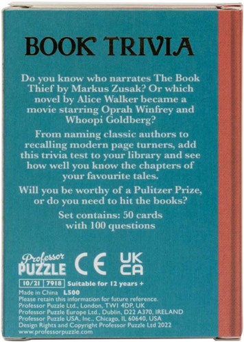 Professor Puzzle Quizspiel Bücher - Buchtrivia Kartenspiel 50 Karten-2