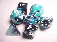 Chessex Gemini Black-Shell/White Polydice Würfelset (7 Stück)